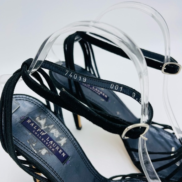 Ralph Lauren Purple Label Black Sparkle Multi Strap Open Toe heels - Picture 3 of 10